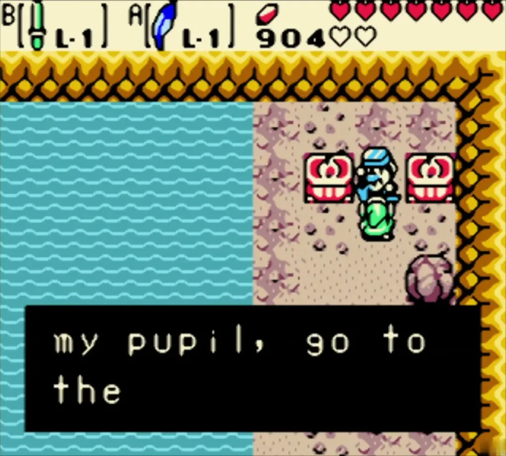 The Master Diver in a pool room with Link, saying My pupil, go to the