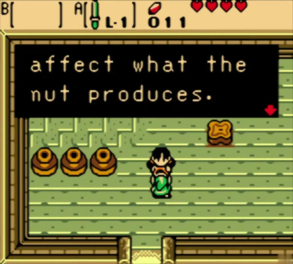 Link in the mayor's house as the text says the nut produces a result