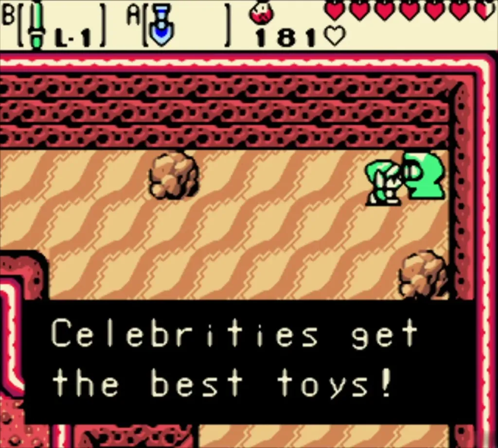 Rosa telling Link Celebrities get the best toys!