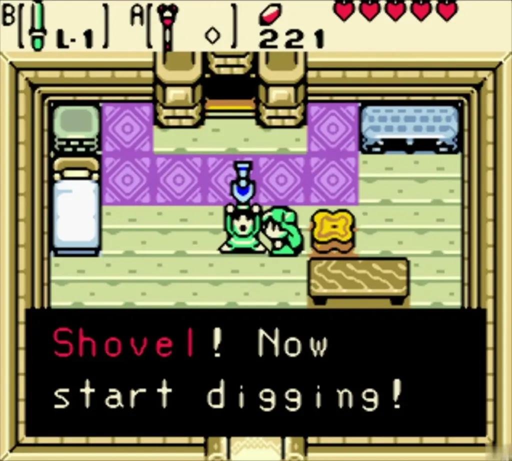 Item-get box reading Shovel! Now start digging! in Holly's house
