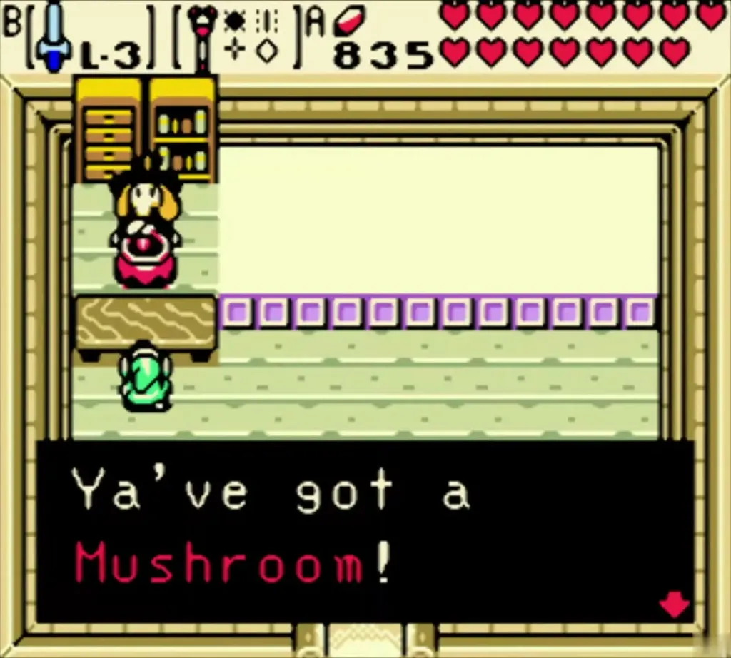 Syrup behind her counter with the text Ya've got a Mushroom!
