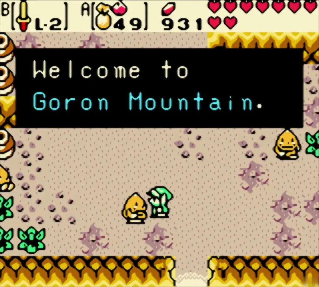 A Goron greeting Link with Welcome to Goron Mountain