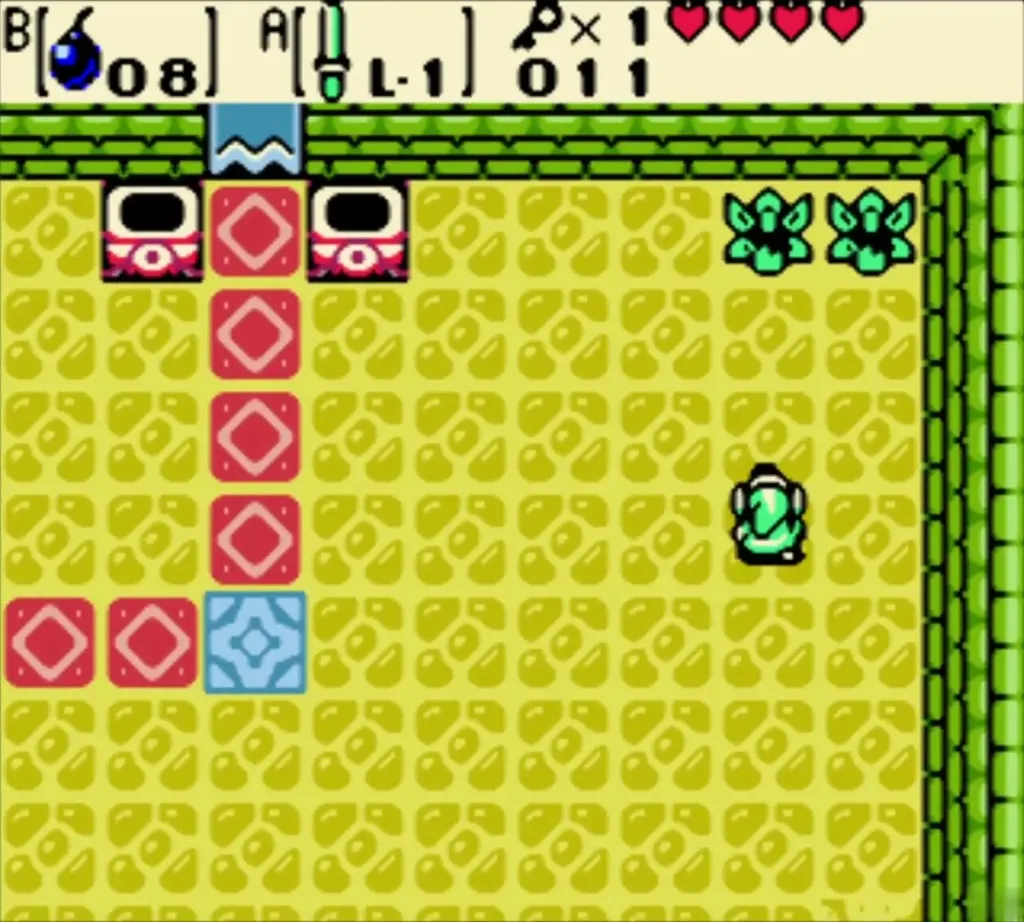 Link in the Gnarled Root Dungeon with the Small Key counter at one after the enemy drop Link in the Gnarled Root Dungeon with the Small Key counter at one after the enemy drop