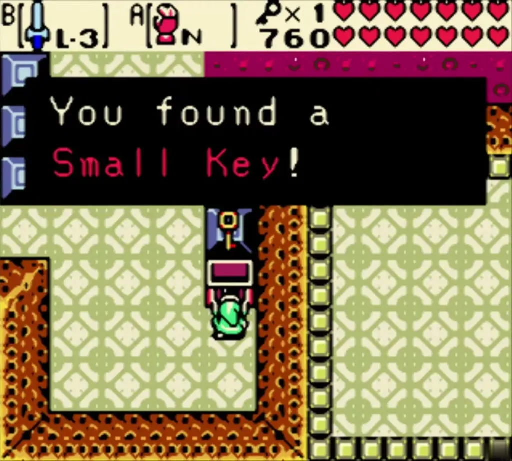You found a Small Key message box from the chest beside the rotating platform in the Sword and Shield Maze You found a Small Key message box from the chest beside the rotating platform in the Sword and Shield Maze