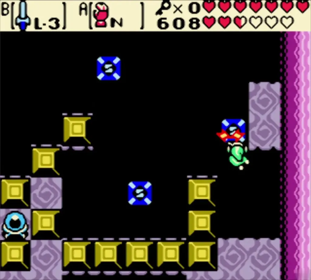 Blue Keese bats and Zol blobs around Link in a dark Explorer's Crypt room Blue Keese bats and Zol blobs around Link in a dark Explorer's Crypt room