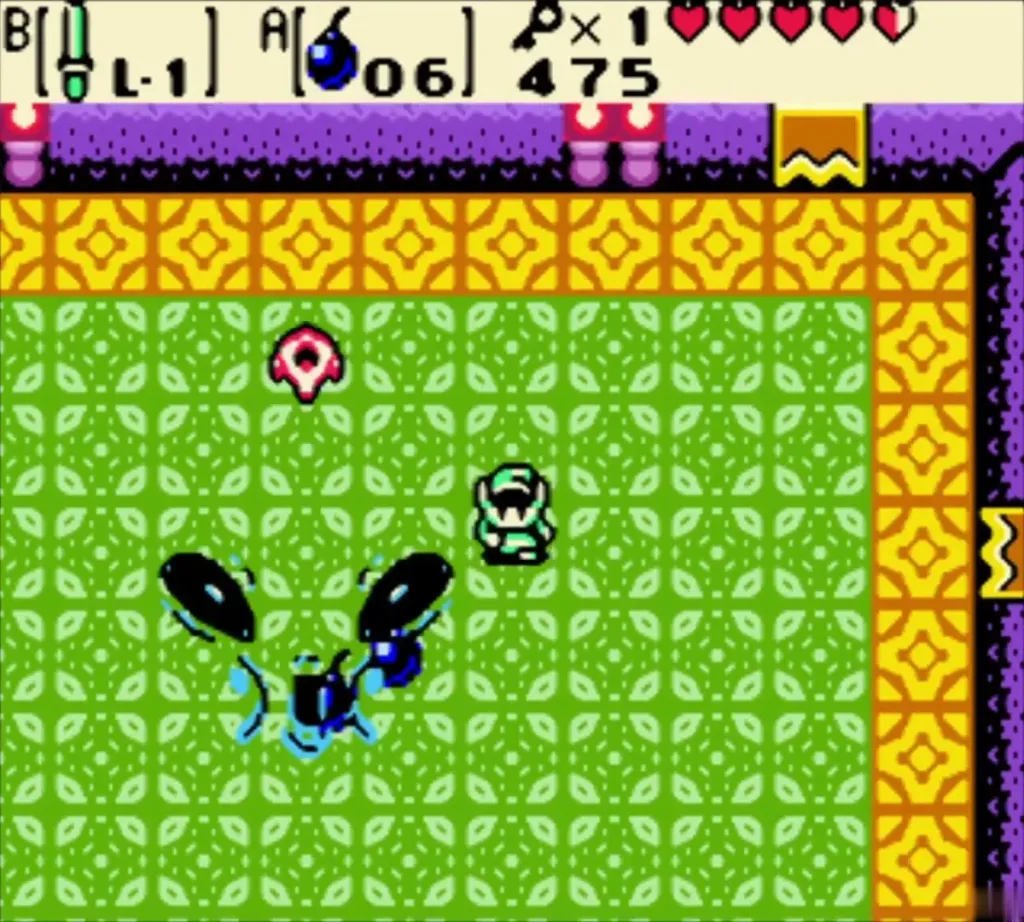 Facade's full face formed on the floor near Link in the green mini-boss room Facade's full face formed on the floor near Link in the green mini-boss room