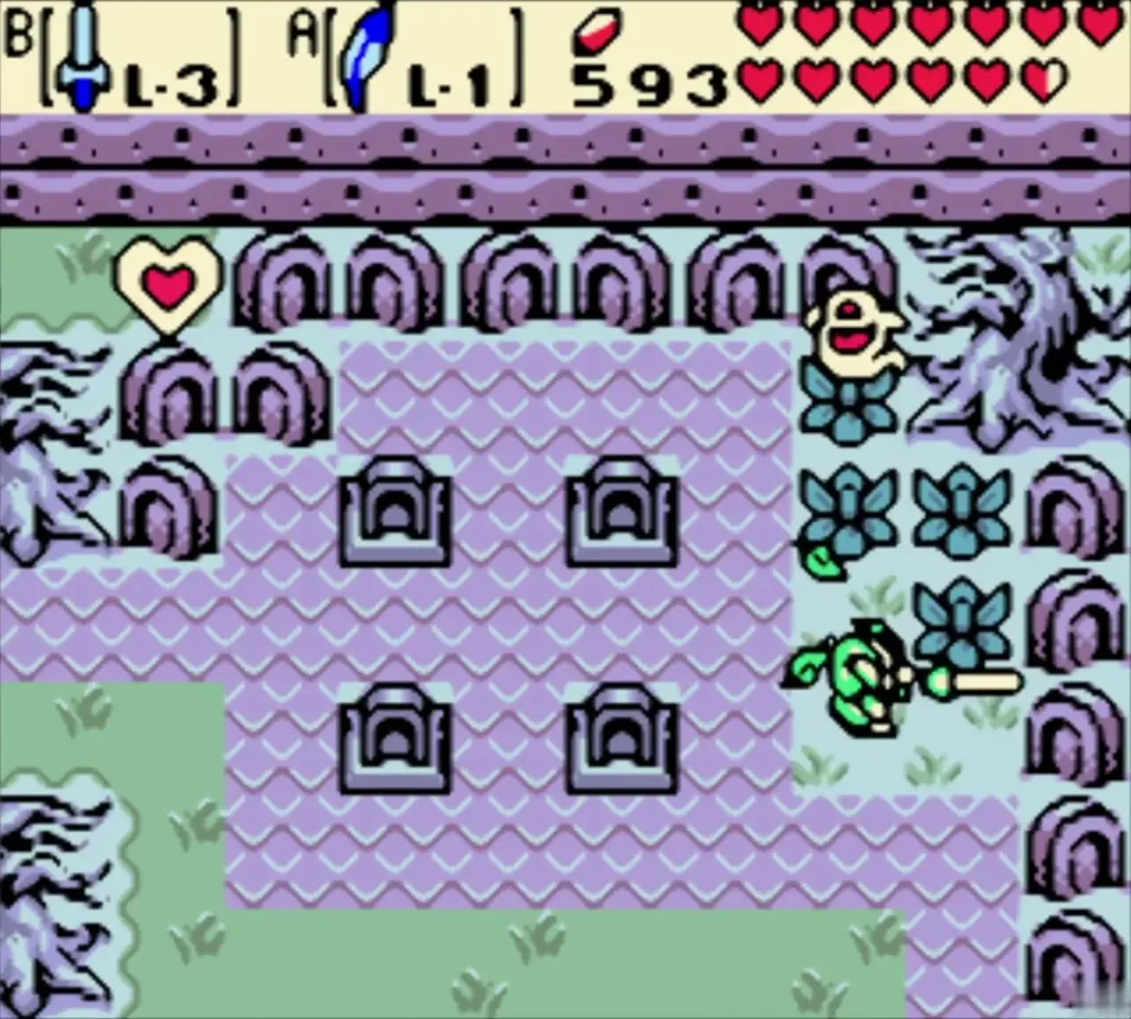 A Ghini at the top right of a graveyard room, Link below it near the shrubs A Ghini at the top right of a graveyard room, Link below it near the shrubs