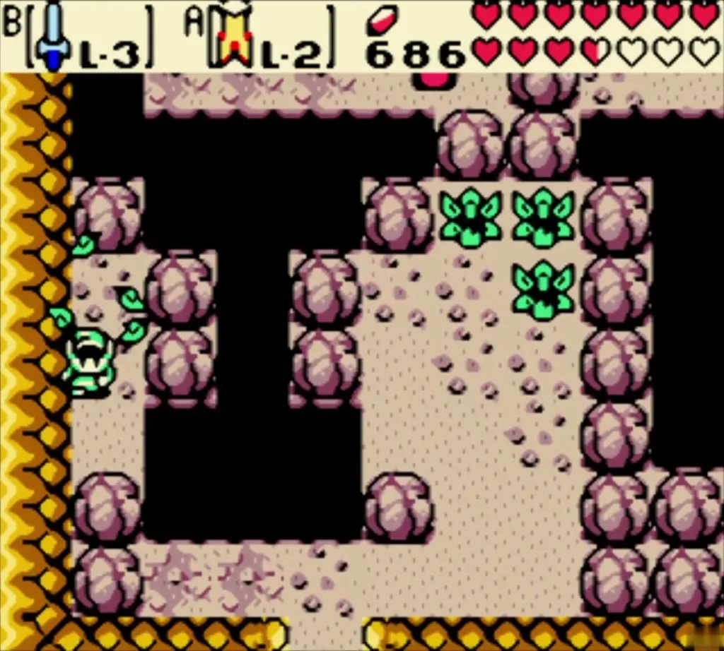 Green crab enemies on the rocky floor of a dark cave room Green crab enemies on the rocky floor of a dark cave room