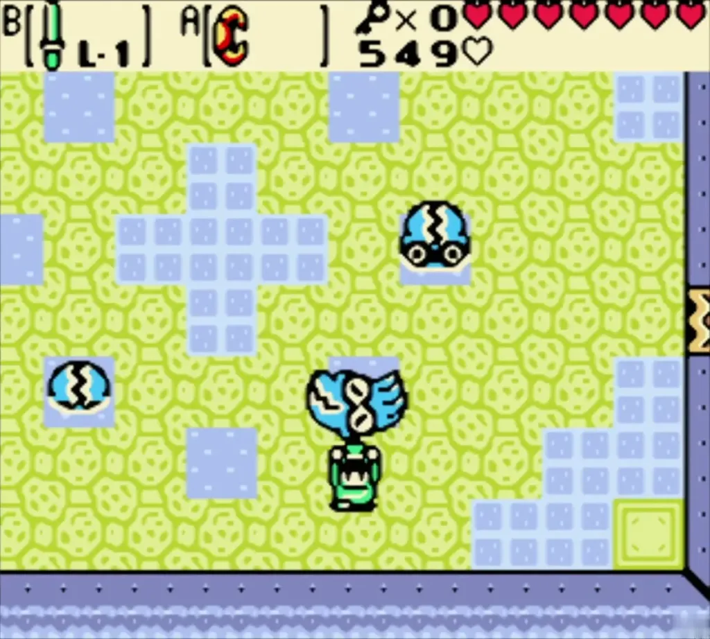 Link lifting an Omuai overhead while its two companions circle the pool room Link lifting an Omuai overhead while its two companions circle the pool room