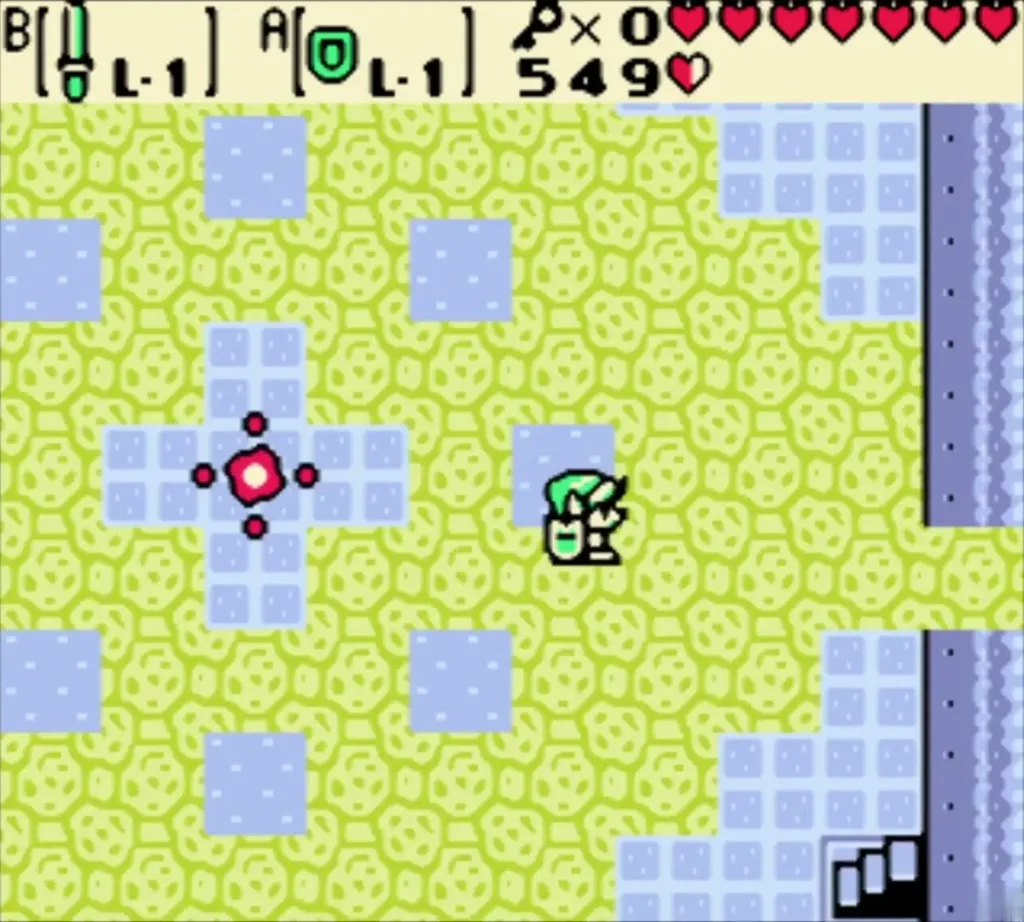 Link facing a flying Peahat in Poison Moth's Lair Link facing a flying Peahat in Poison Moth's Lair