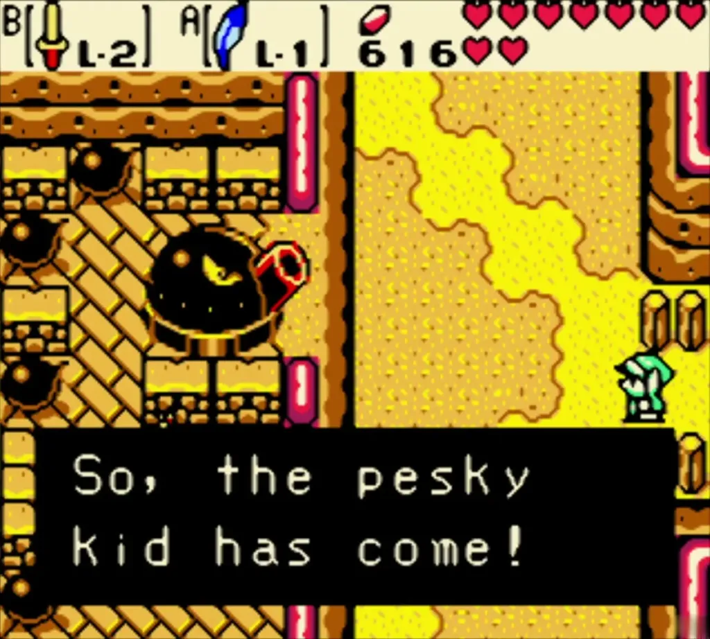 The Great Moblin yelling 'So, the pesky kid has come!' at his fort The Great Moblin yelling 'So, the pesky kid has come!' at his fort