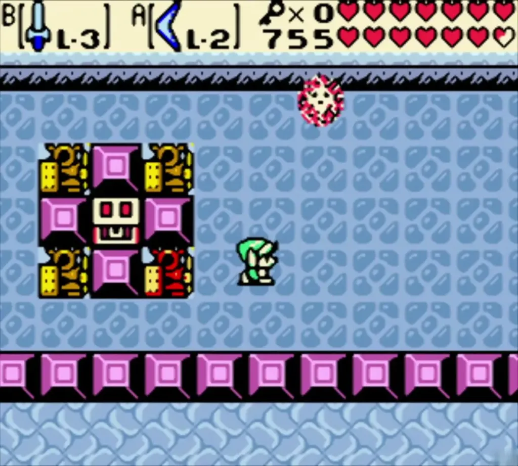 The face-block room in Sword and Shield Maze hiding the Hyper Slingshot chest The face-block room in Sword and Shield Maze hiding the Hyper Slingshot chest