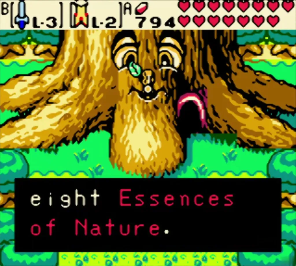 The Maku Tree tells Link he has gathered all eight Essences of Nature The Maku Tree tells Link he has gathered all eight Essences of Nature