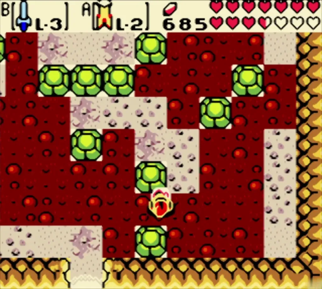Link working through the bush maze toward the heart piece Link working through the bush maze toward the heart piece