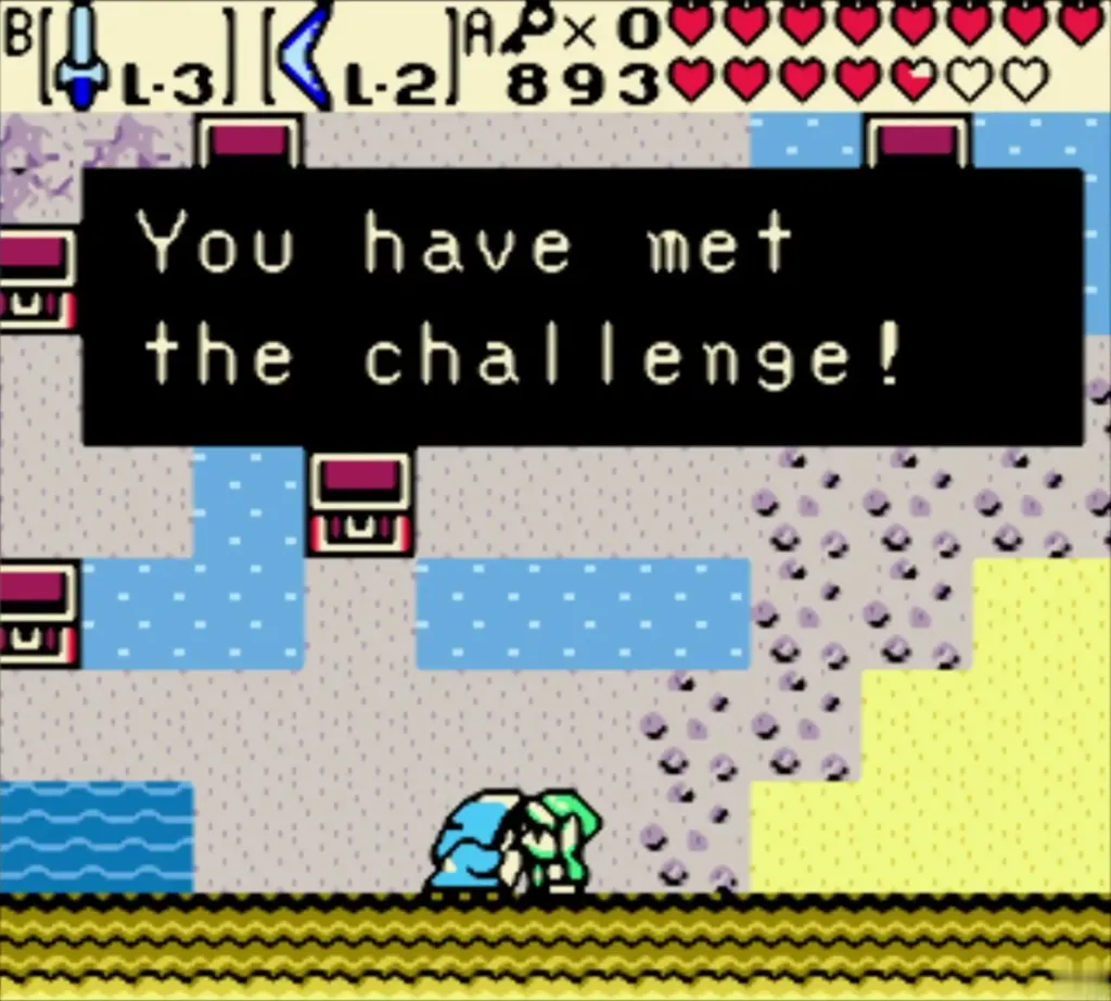 Dialog reading You have met the challenge! over the trial chest room Dialog reading You have met the challenge! over the trial chest room