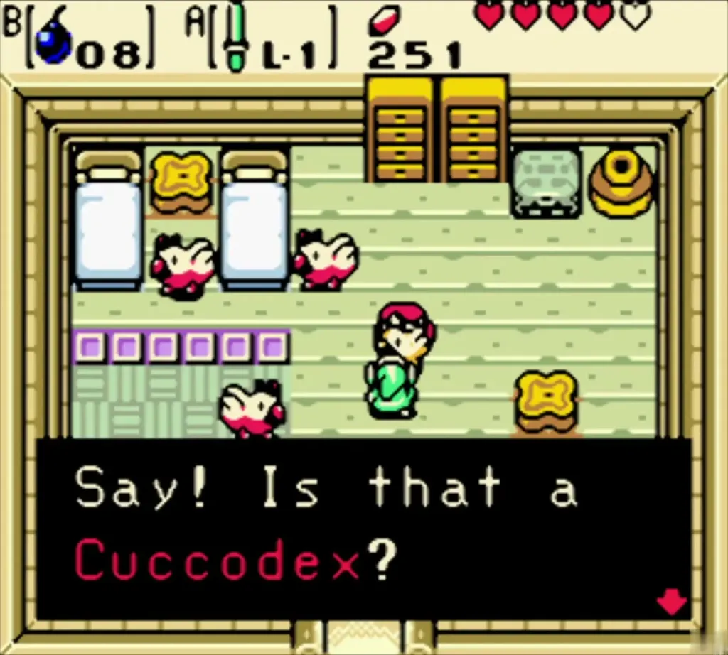 Link in the house with hens as the woman asks Is that a Cuccodex Link in the house with hens as the woman asks Is that a Cuccodex