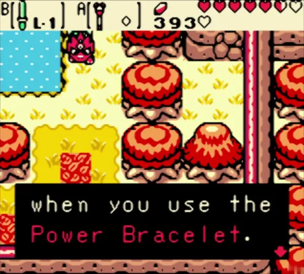 Dimitri explaining that Link can throw him when using the Power Bracelet Dimitri explaining that Link can throw him when using the Power Bracelet
