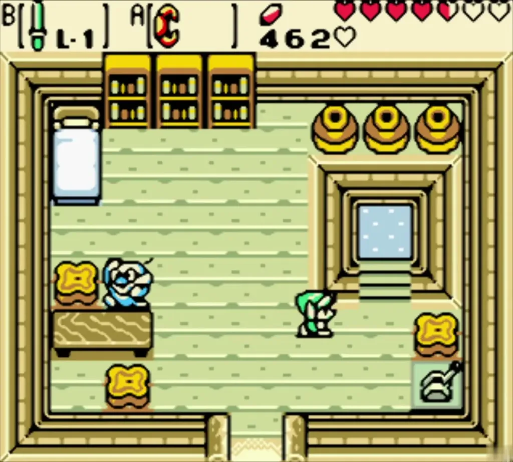 Link in the Floodgate Keeper's house in Spool Swamp Link in the Floodgate Keeper's house in Spool Swamp