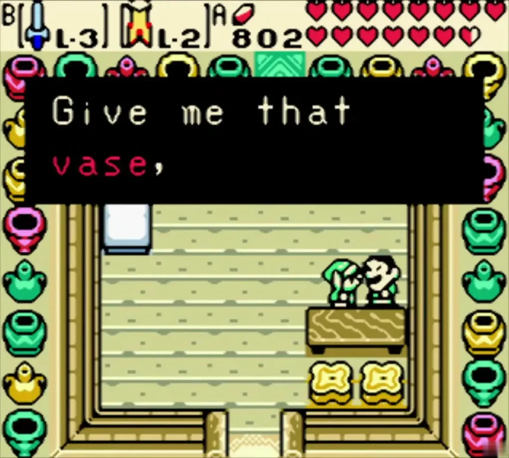Ingo asking Link to give him that vase in the Goron house Ingo asking Link to give him that vase in the Goron house