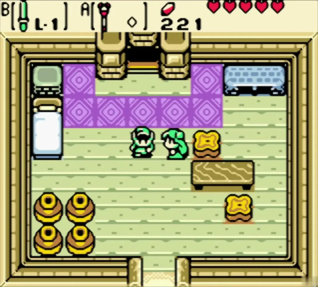 Link inside Holly's house in the Woods of Winter with coins on the floor Link inside Holly's house in the Woods of Winter with coins on the floor
