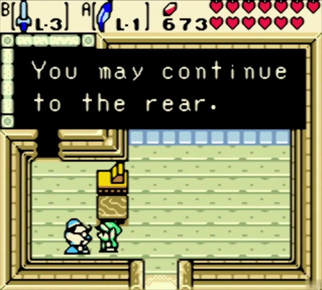 Horon Village shopkeeper letting Link continue to the rear members room Horon Village shopkeeper letting Link continue to the rear members room