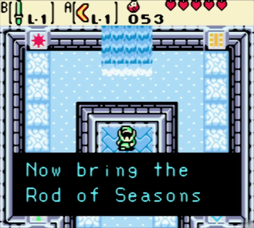 Link on the altar as the message says Now bring the Rod of Seasons Link on the altar as the message says Now bring the Rod of Seasons