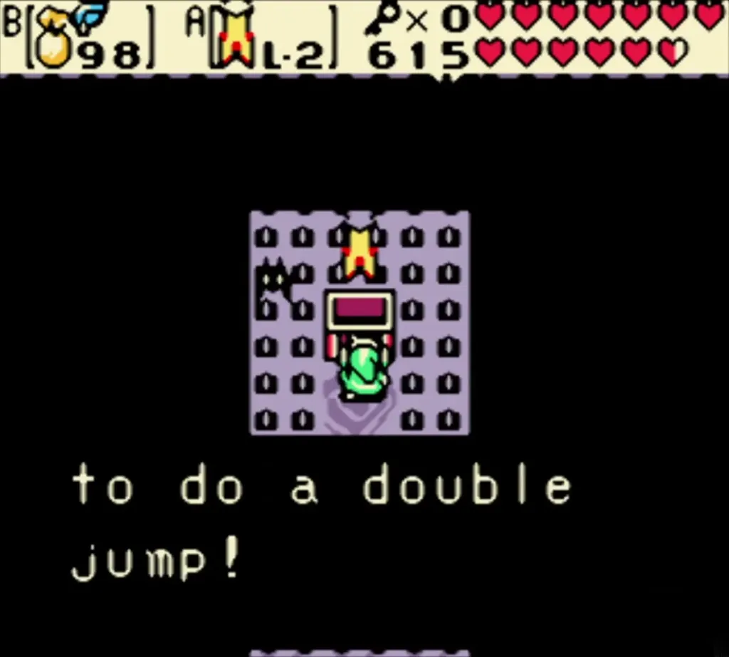 Link at the Roc's Cape chest with the to do a double jump message complete Link at the Roc's Cape chest with the to do a double jump message complete