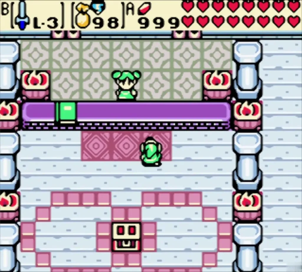 Link standing in the secret room after the Goron secret password is typed Link standing in the secret room after the Goron secret password is typed