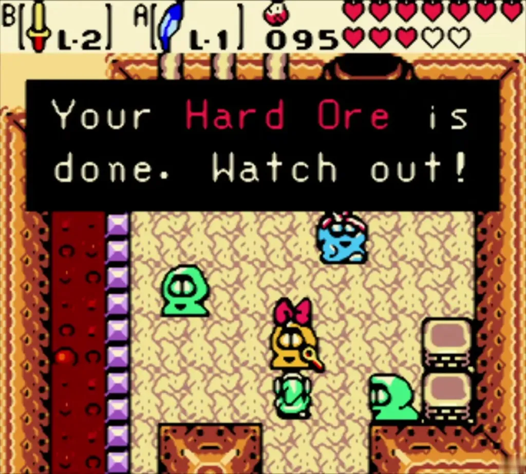 Subrosian smith's Hard Ore message reading Your Hard Ore is done with Link in the forge room Subrosian smith's Hard Ore message reading Your Hard Ore is done with Link in the forge room