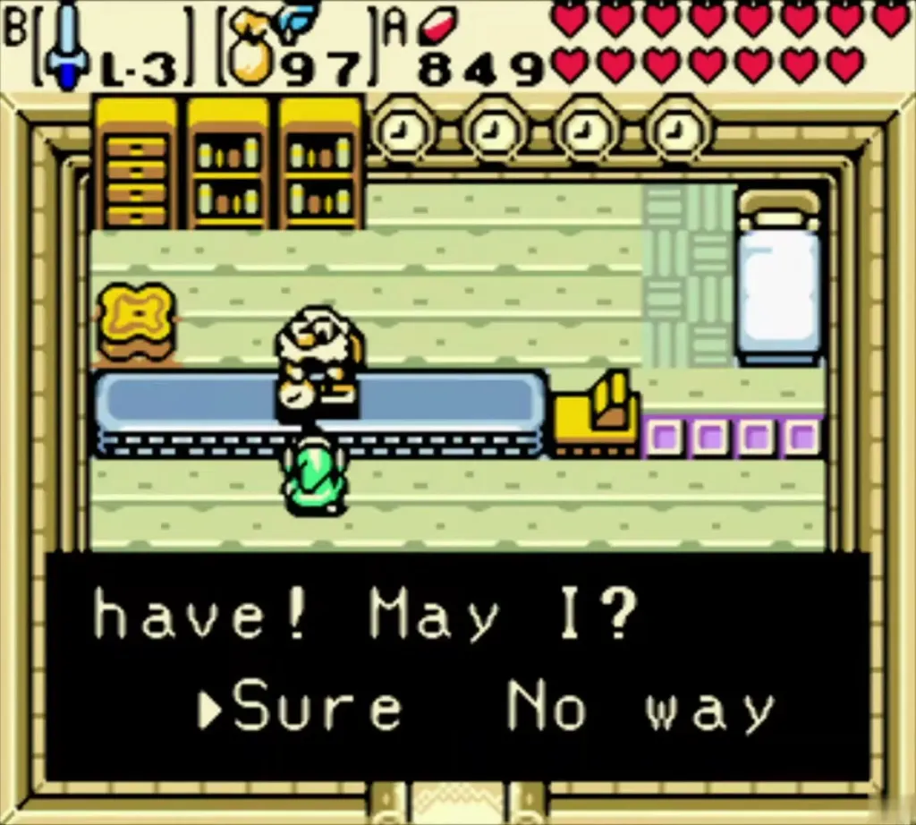 House with a bed as the Wooden Bird trade prompt asks Sure or No way House with a bed as the Wooden Bird trade prompt asks Sure or No way