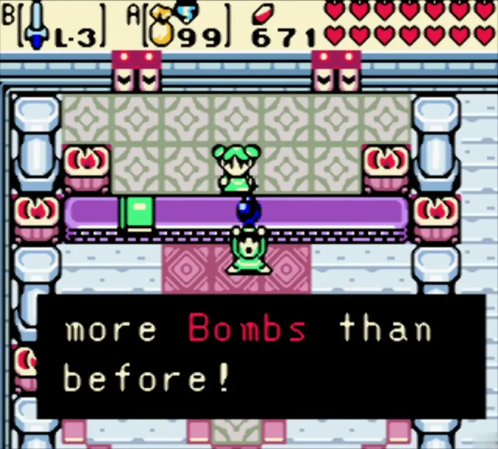 Secret chamber message telling Link he can carry more Bombs than before Secret chamber message telling Link he can carry more Bombs than before