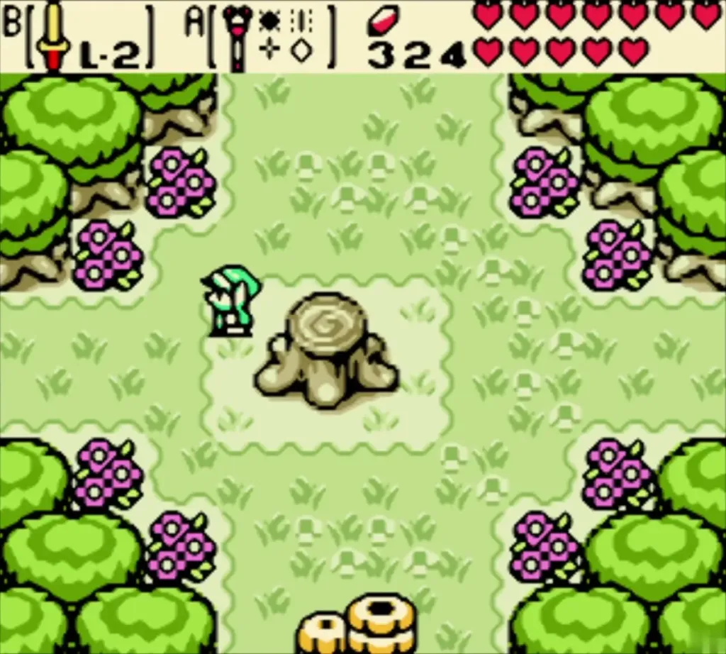 The stump clearing in spring after the Rod of Seasons is swung The stump clearing in spring after the Rod of Seasons is swung