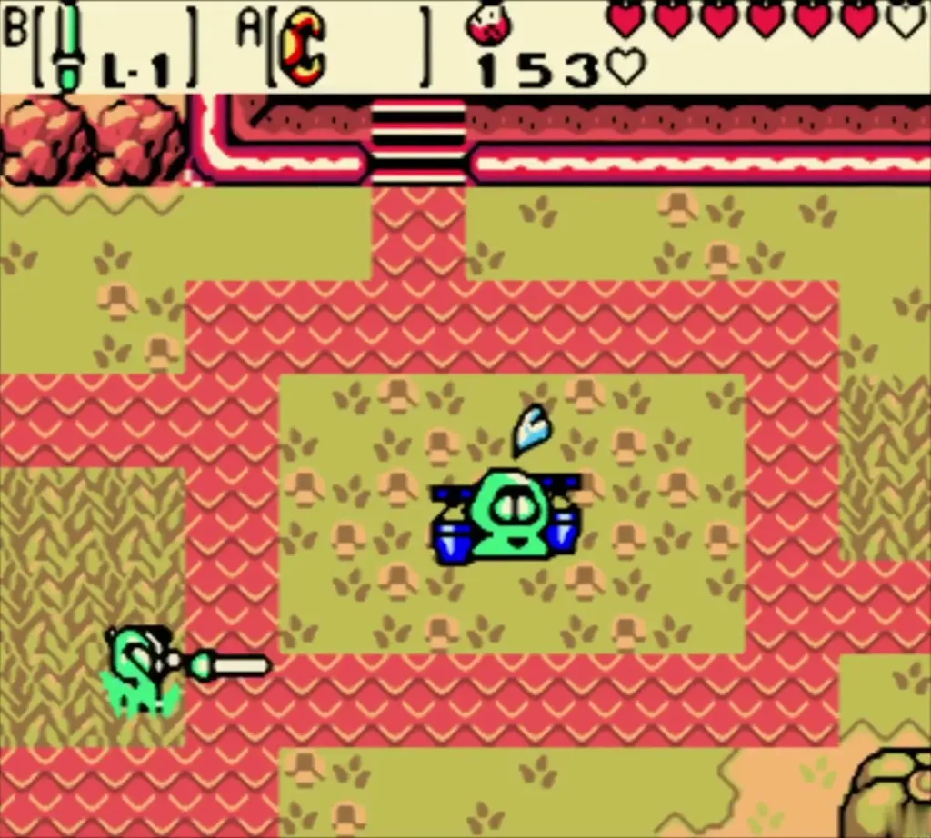 A flying Subrosian hovering over the path north of the portal in Subrosia A flying Subrosian hovering over the path north of the portal in Subrosia