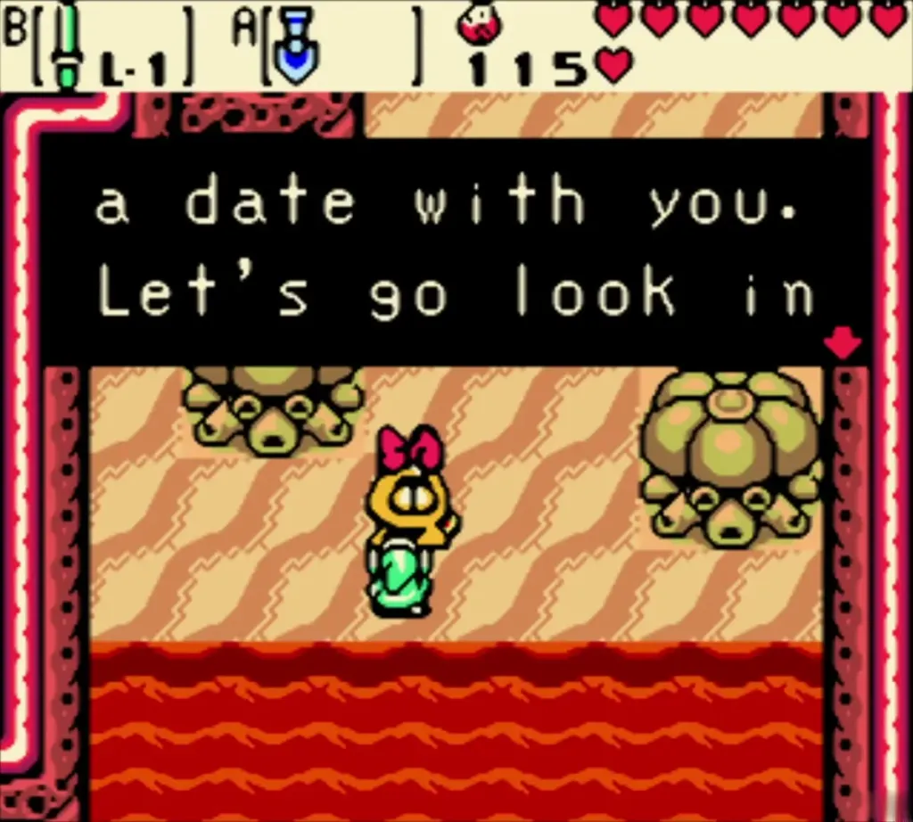 Rosa on the lava shore wearing her Ribbon as she talks about a date Rosa on the lava shore wearing her Ribbon as she talks about a date