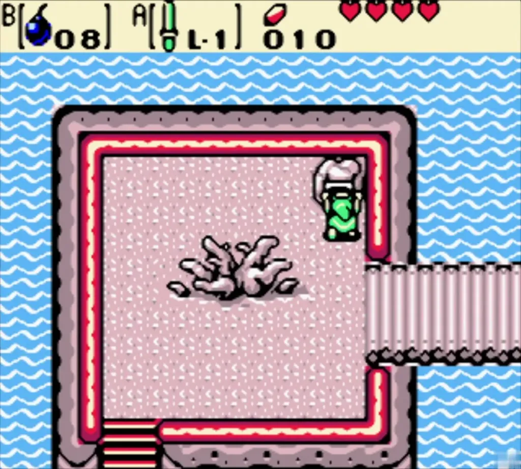 Small island in North Horon with the withered tree in the middle and Link beside the stone Small island in North Horon with the withered tree in the middle and Link beside the stone