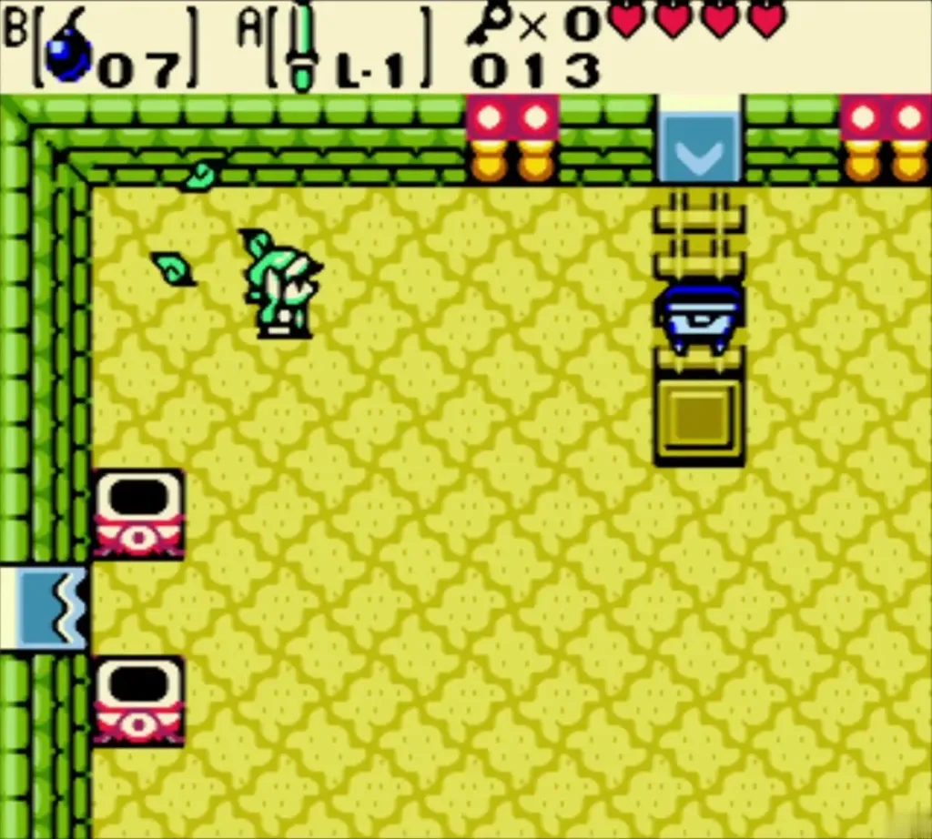 Link in the room with the minecart waiting on the rails to the north Link in the room with the minecart waiting on the rails to the north
