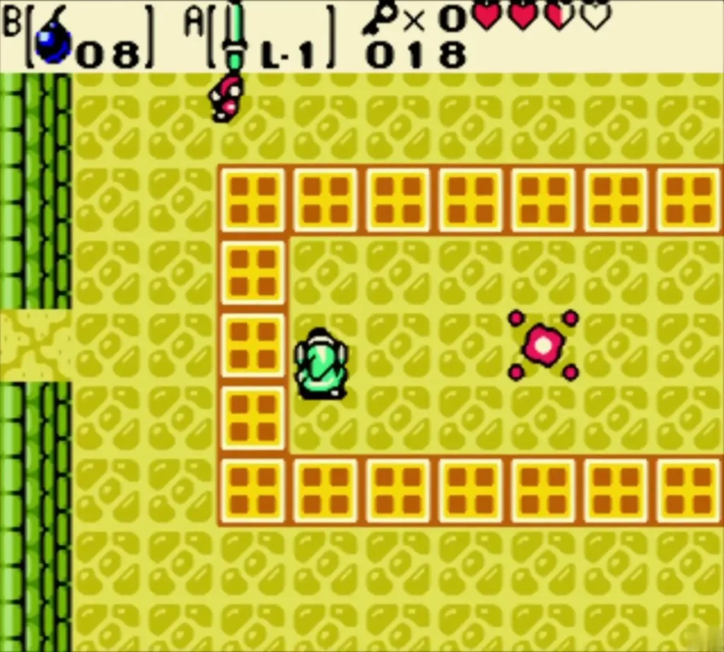 The pink teleporter that appears after both Goriyas are defeated The pink teleporter that appears after both Goriyas are defeated