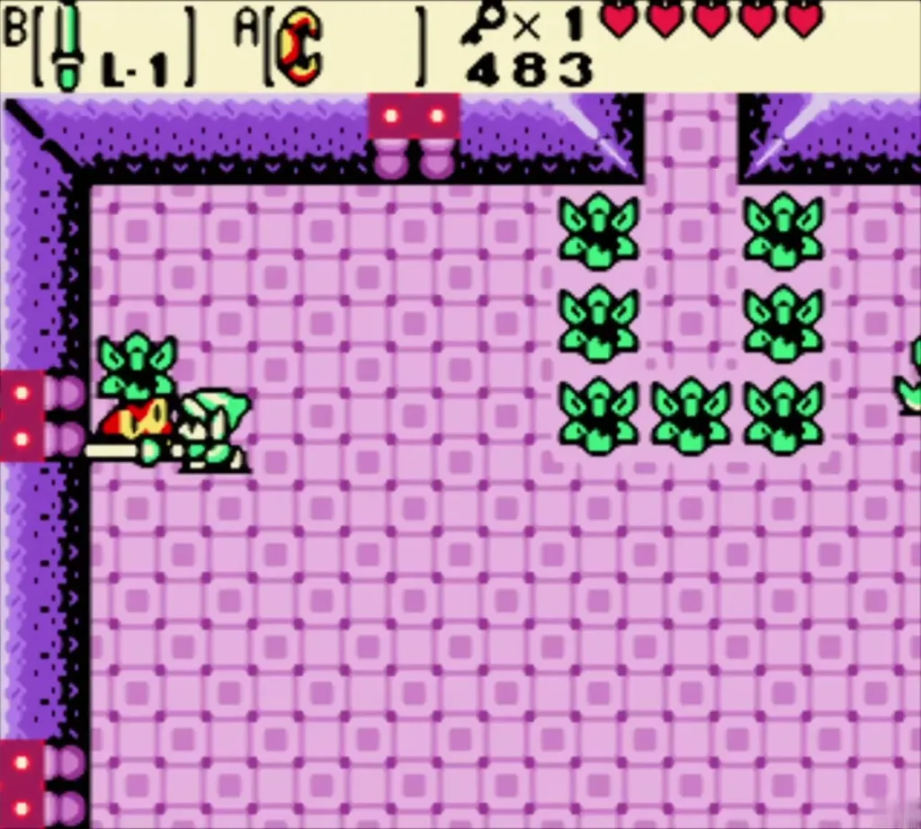 Link slashing the bush where the merchant is hiding Link slashing the bush where the merchant is hiding