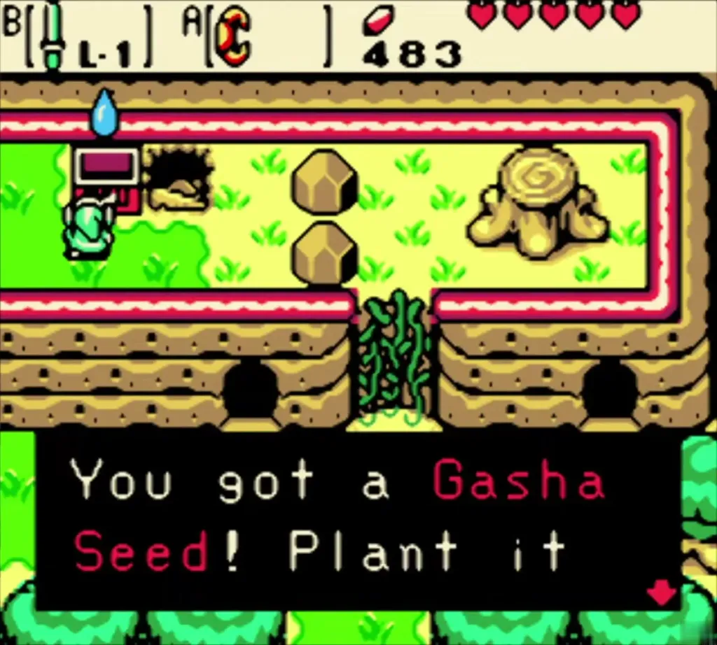 Link holding up the Gasha Seed with the You got a Gasha Seed message Link holding up the Gasha Seed with the You got a Gasha Seed message
