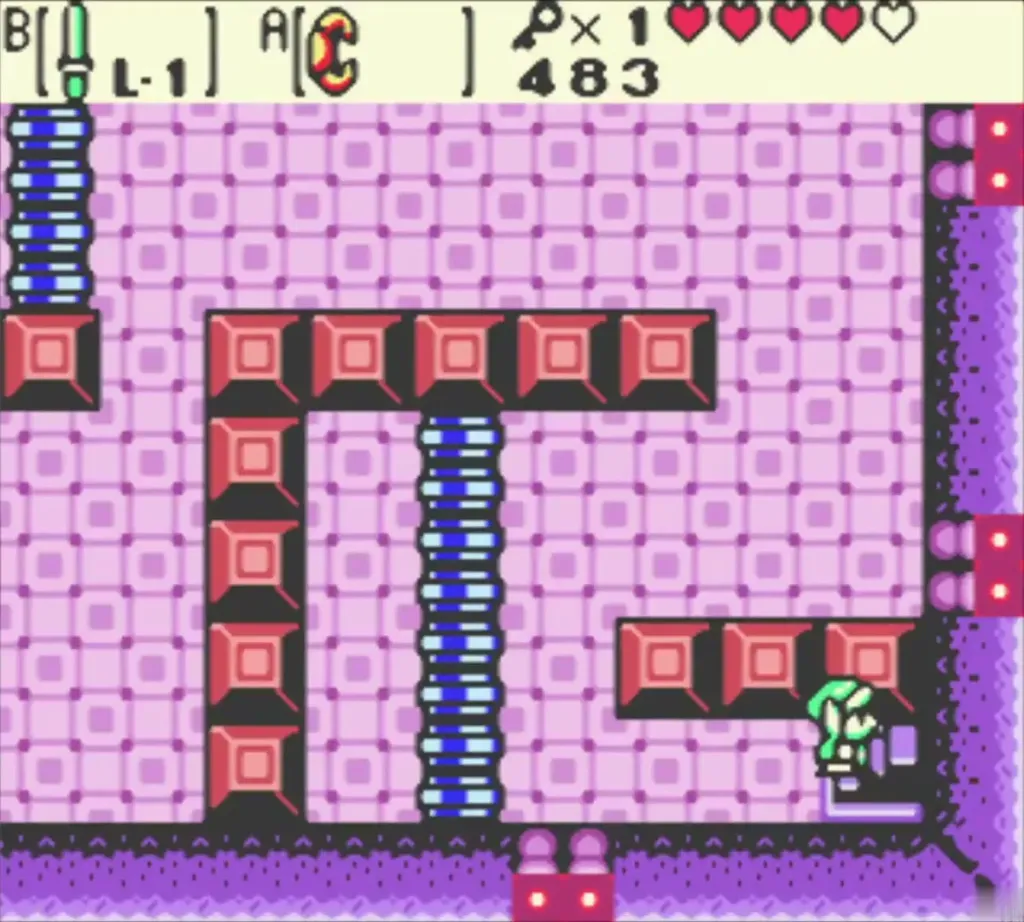 Link stepping onto the staircase in the lower right corner Link stepping onto the staircase in the lower right corner