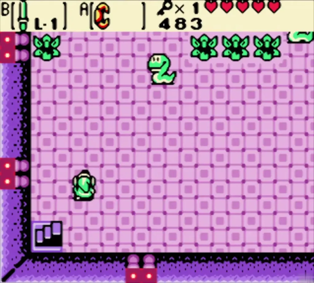 Link in the room with a Rope and bushes below the stairs Link in the room with a Rope and bushes below the stairs