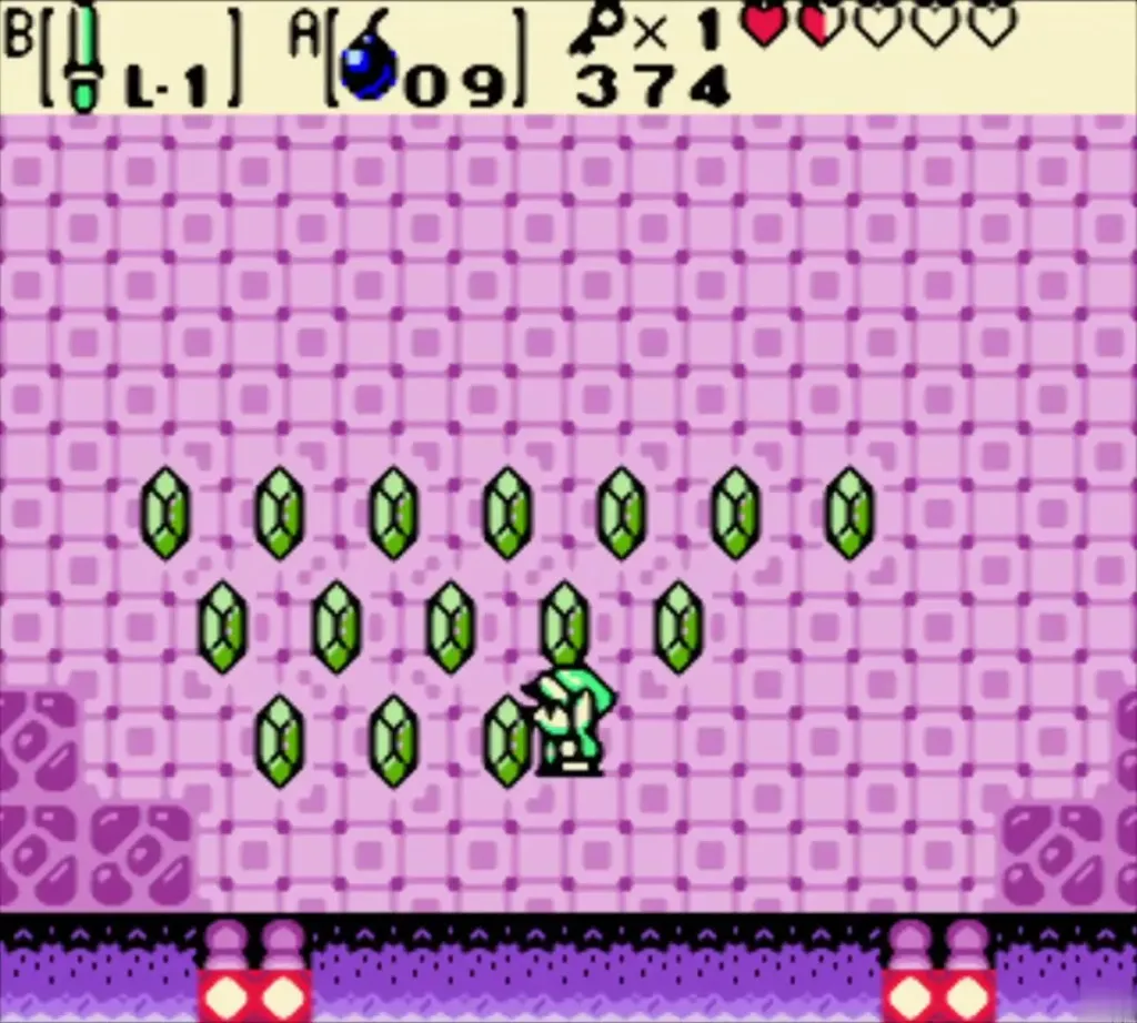 Link collecting Rupees as the counter climbs Link collecting Rupees as the counter climbs