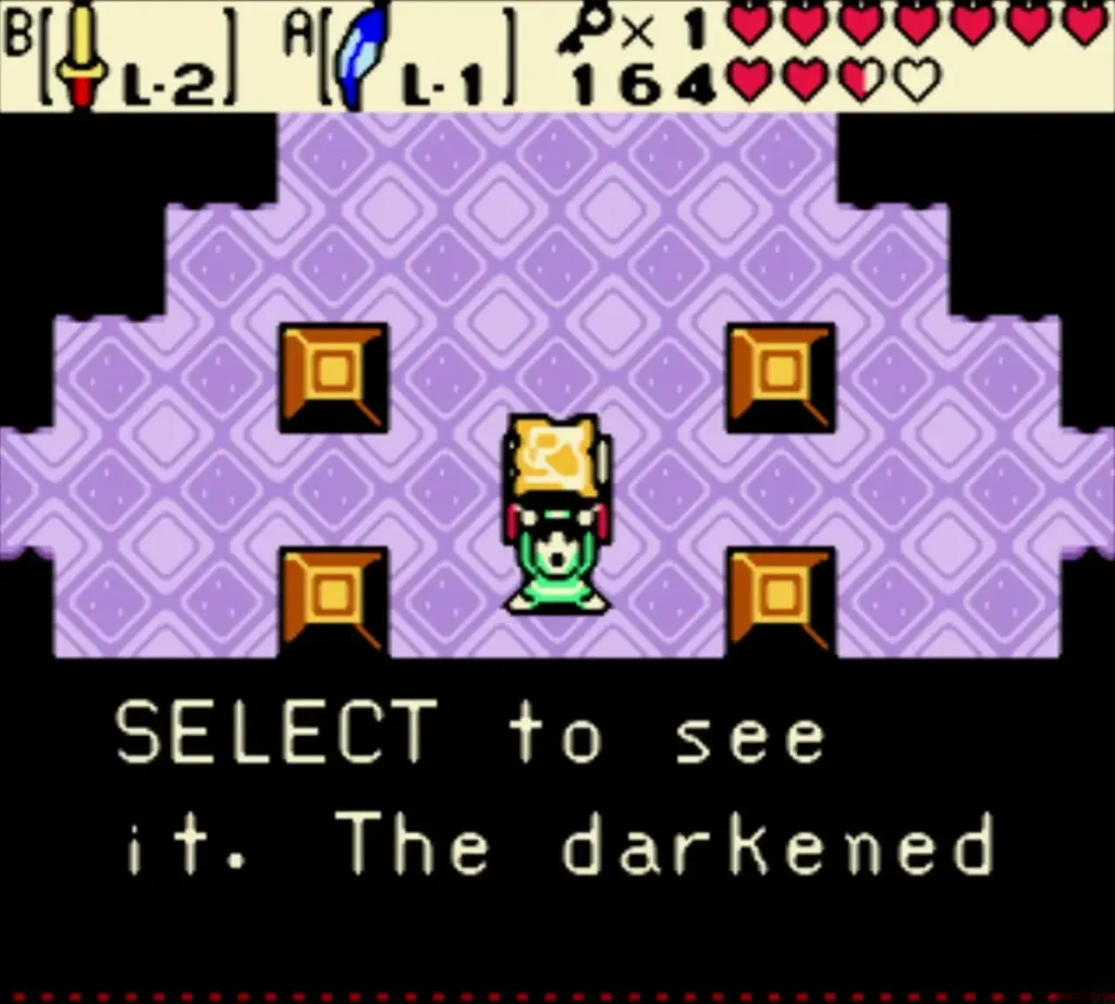 Message box telling Link to press Select to view the Dungeon Map