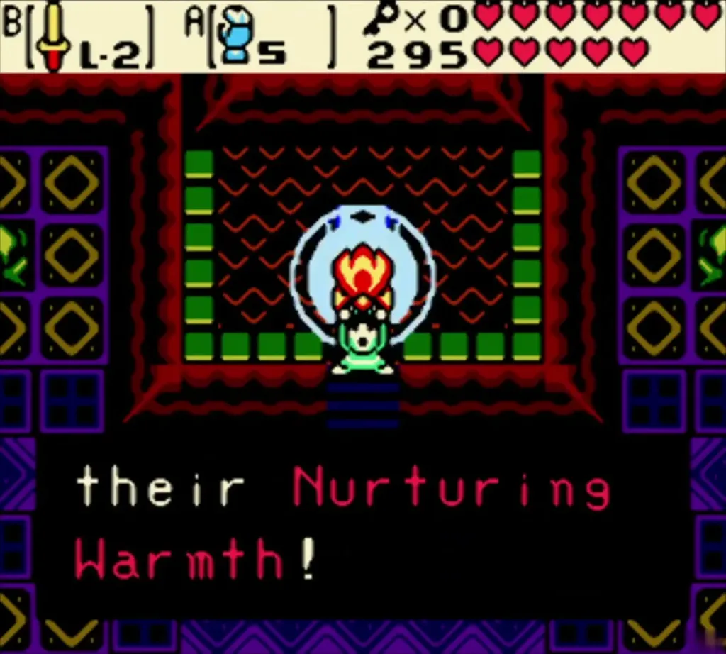 Link holding up the Essence of Nurturing Warmth at the altar