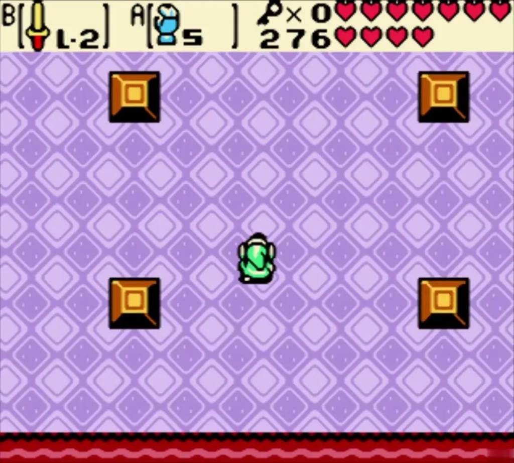 Knight room of Unicorn's Cave with four chests in the corners