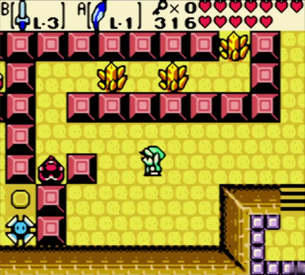 Link beside the newly raised staircase after the crystal switch is hit Link beside the newly raised staircase after the crystal switch is hit