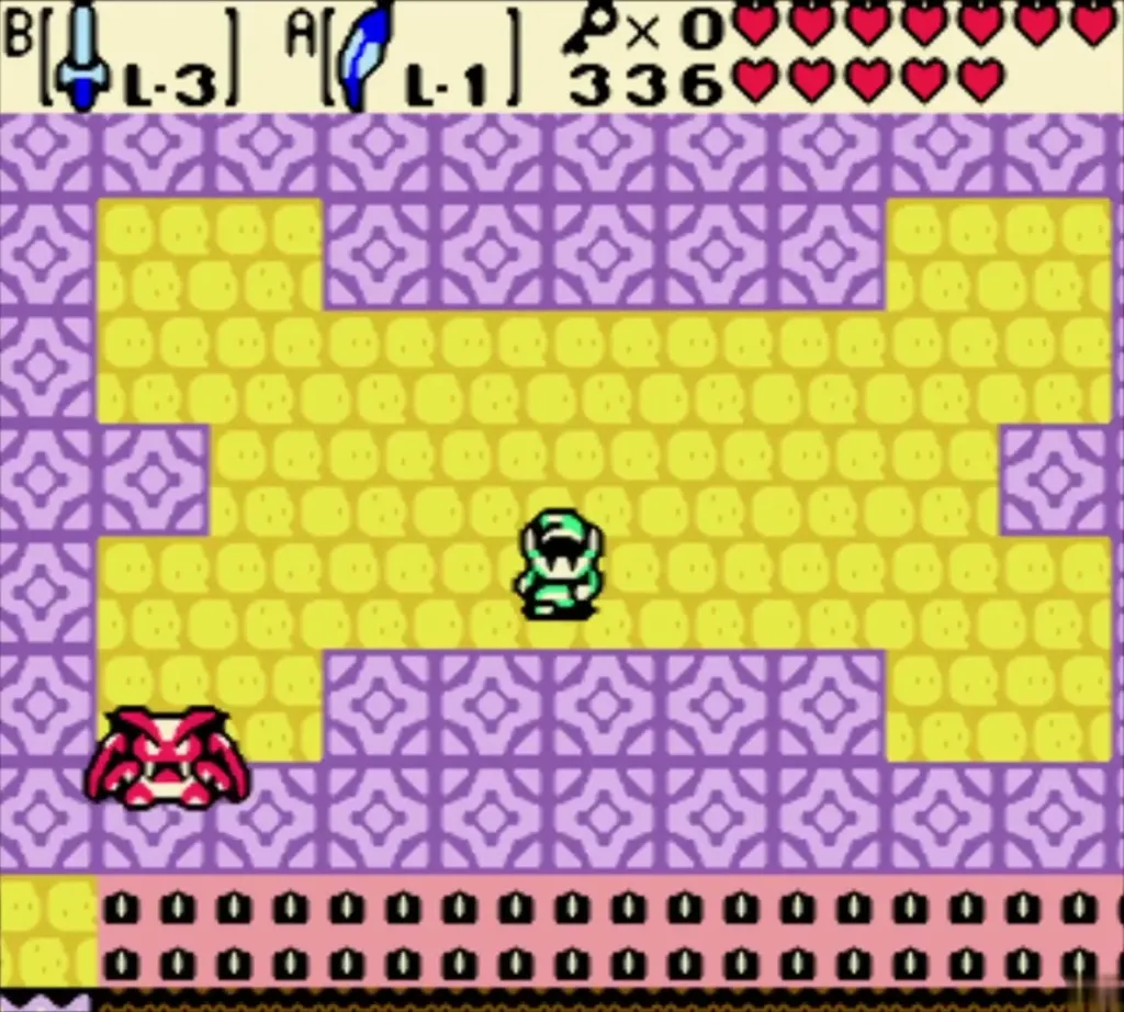 Vire swooping across the bottom-left of the mini-boss room as Link stands in the centre Vire swooping across the bottom-left of the mini-boss room as Link stands in the centre
