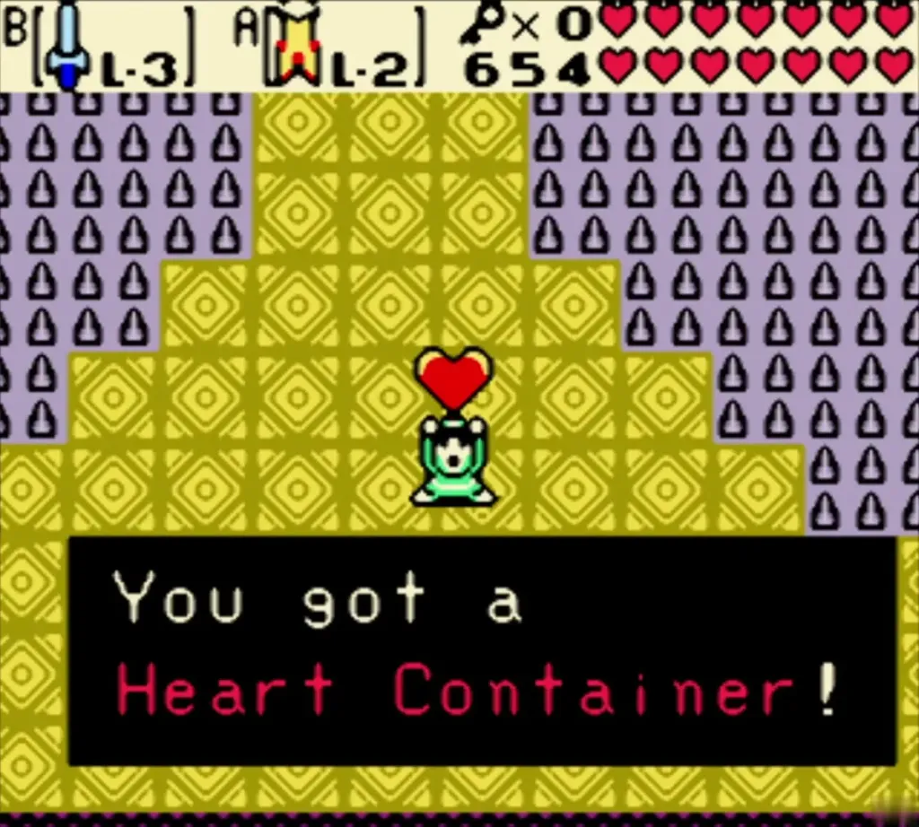 You got a Heart Container! message box in the boss room You got a Heart Container! message box in the boss room