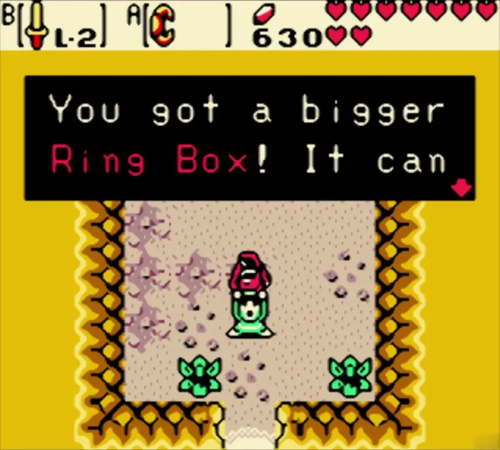 Link holding up the bigger Ring Box with the complete item message shown Link holding up the bigger Ring Box with the complete item message shown
