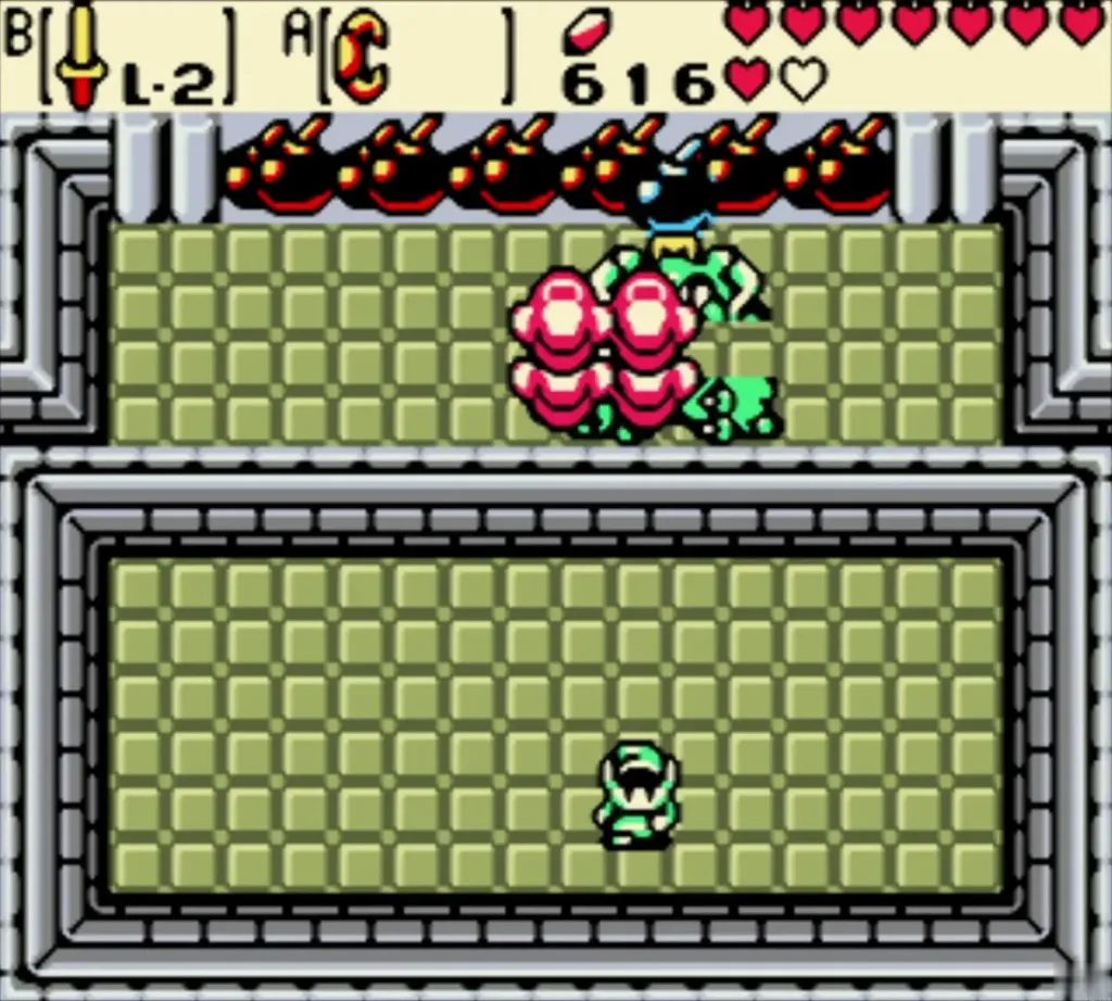 Link's thrown bomb exploding on the Great Moblin Link's thrown bomb exploding on the Great Moblin
